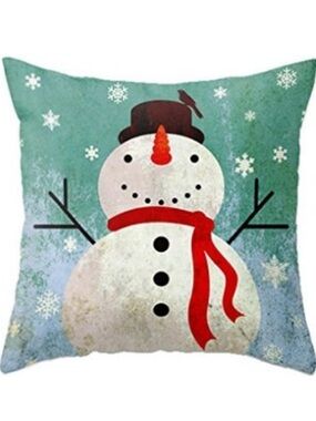 Cotton Linen Christmas Snowman Pillow Cover 18x18